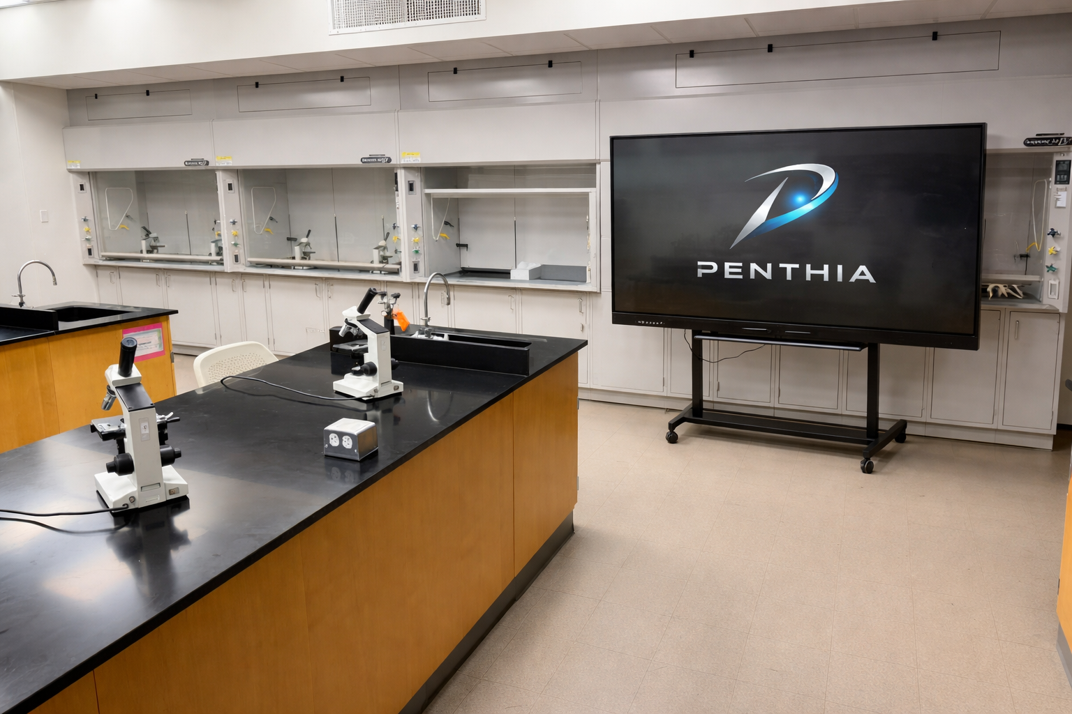 Penthia interactive board installed in a school science laboratory